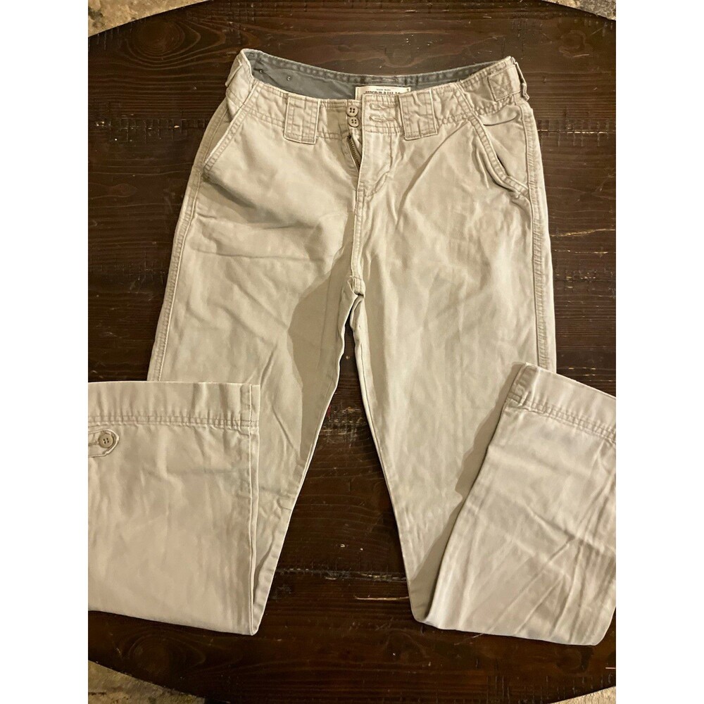 Hydraulic Women's Juniors Beige Solid Cargo Pants Pockets Button Cotton Sz 1